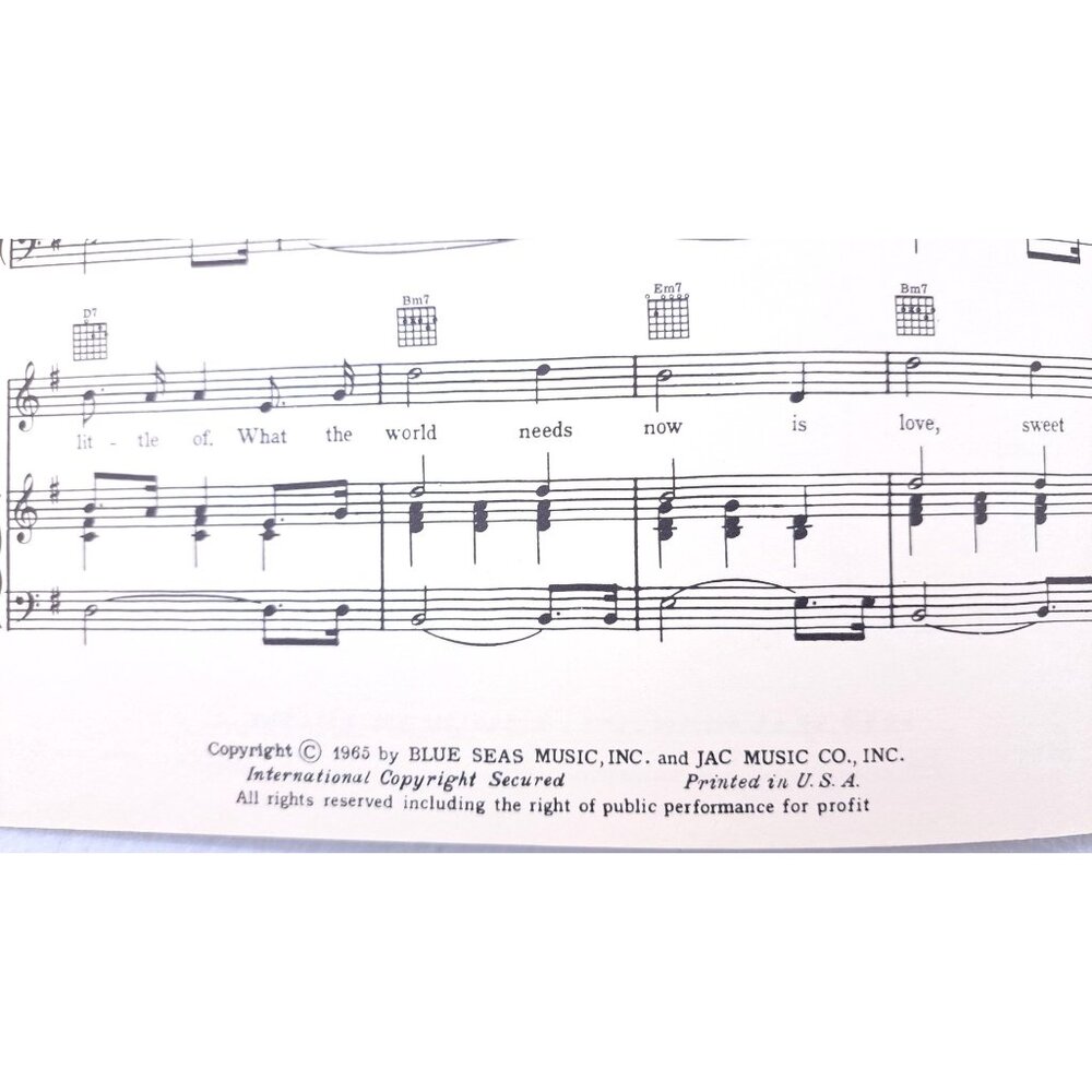 What The World Needs Now Is Love Sheet Music Vintage Burt Bacharach 1965 McKerrs - Picture 4 of 4